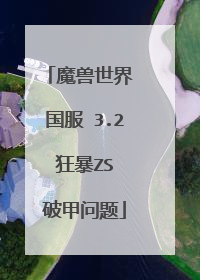 魔兽世界 国服 3.2 狂暴ZS 破甲问题