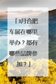 3月合肥车展在哪里举办？都有哪些品牌参加？