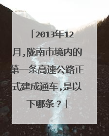 2013年12月,陇南市境内的第一条高速公路正式建成通车,是以下哪条？