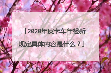 2020年皮卡车年检新规定具体内容是什么？