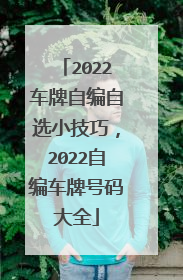 2022车牌自编自选小技巧，2022自编车牌号码大全